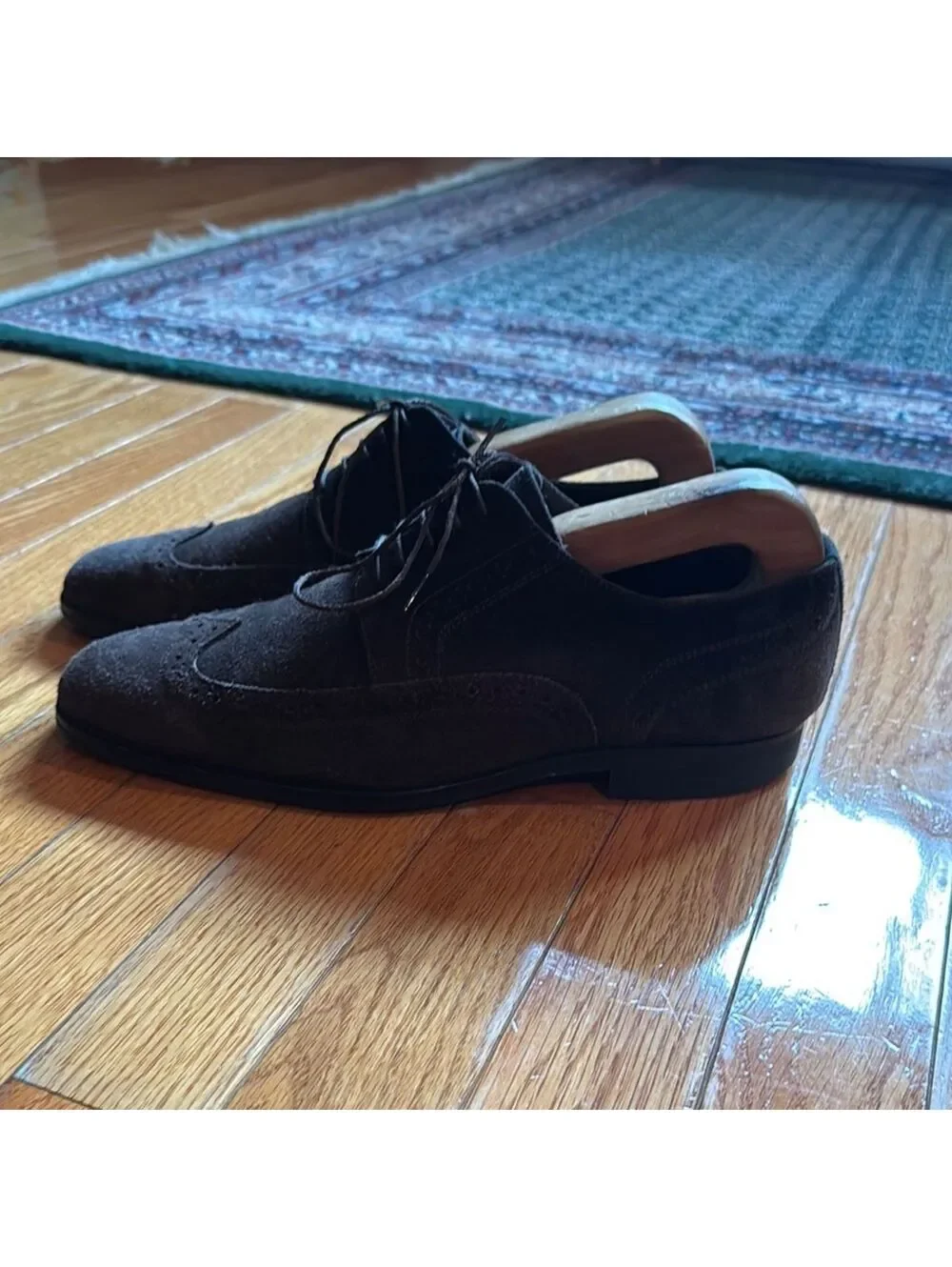 Hugo Boss Suede Wingtip Oxfords | Chocolate Brown